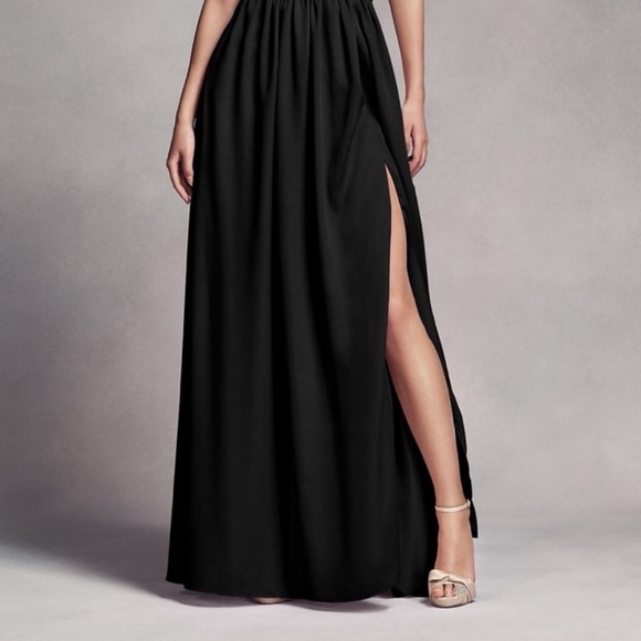 ❤️WHITE By Vera Wang One Shoulder Black Belted Maxi Dress - Picture 8 of 9